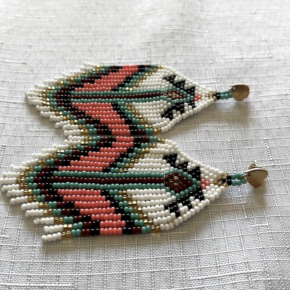 BEAD GLASS INDIAN EARRINGS - Picture 3 of 3